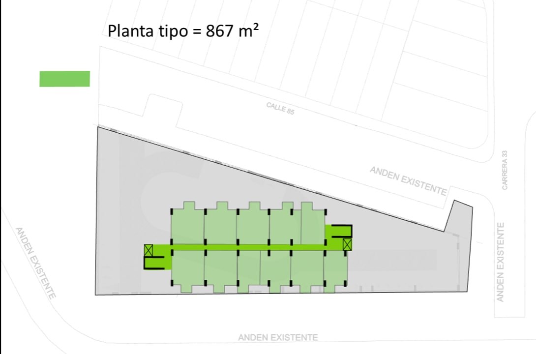 Planta tipo de la propuesta Paralelo a la Calle 80