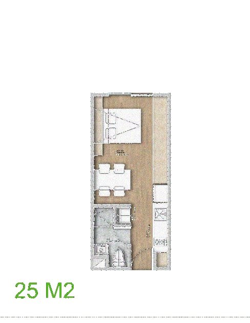 Planta de la tipología de 25 m²