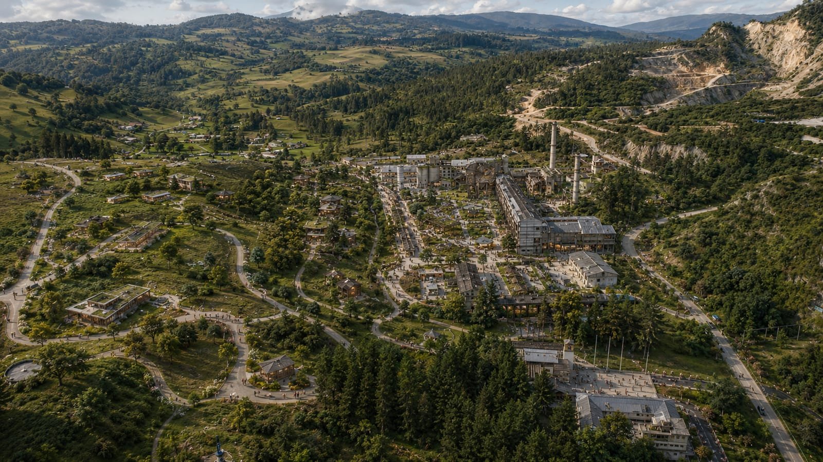 La antigua fábrica y la cantera integradas al nuevo poblado
